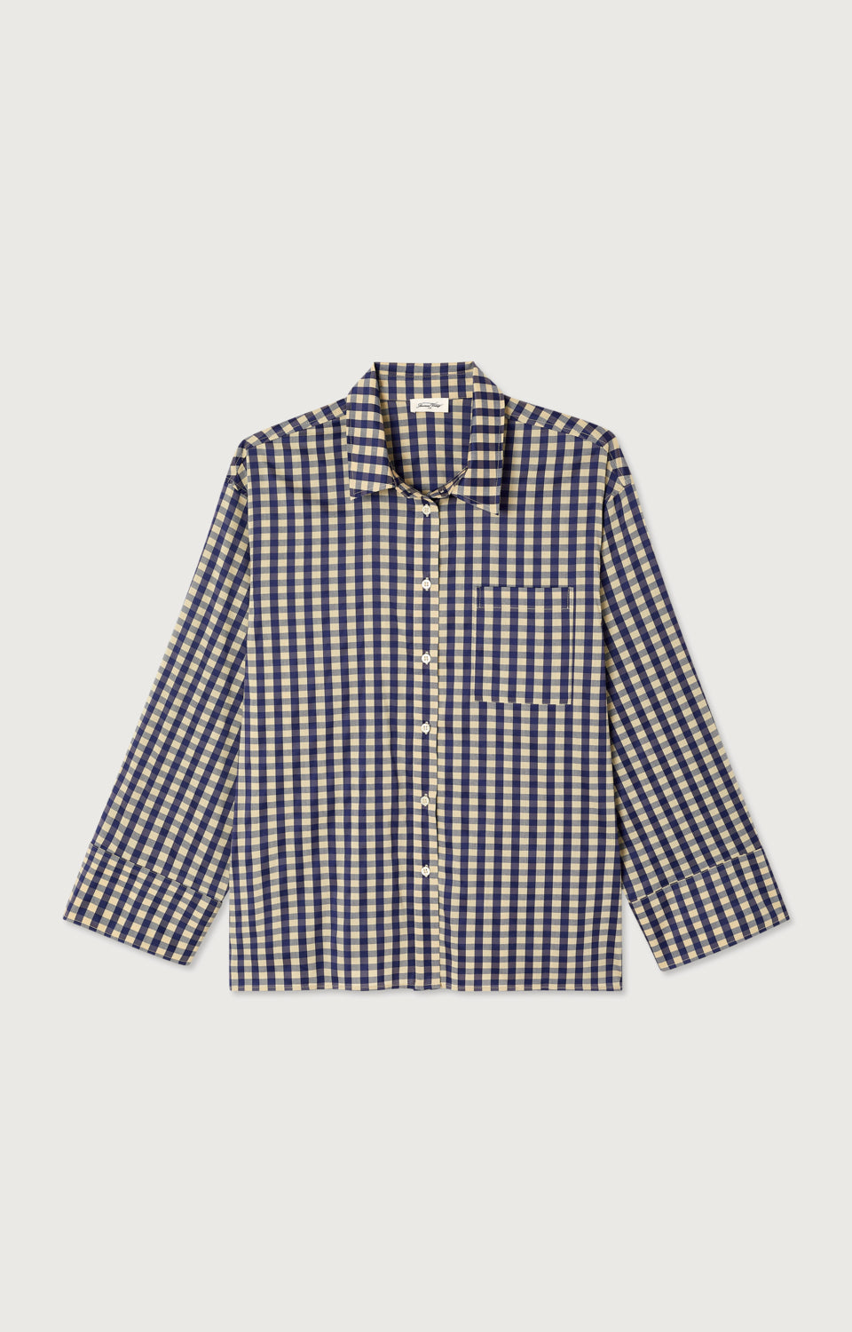 Women's Shirt Riniway American Vintage – Vichy-Karomuster Navy/Ecru, Frontansicht