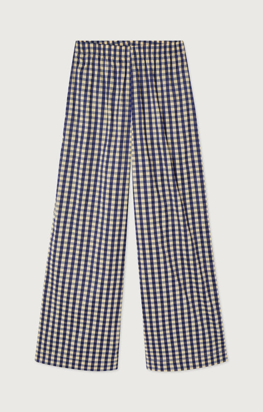 Women's Trousers Riniway American Vintage – Karomuster Navy/Ecru, Frontansicht