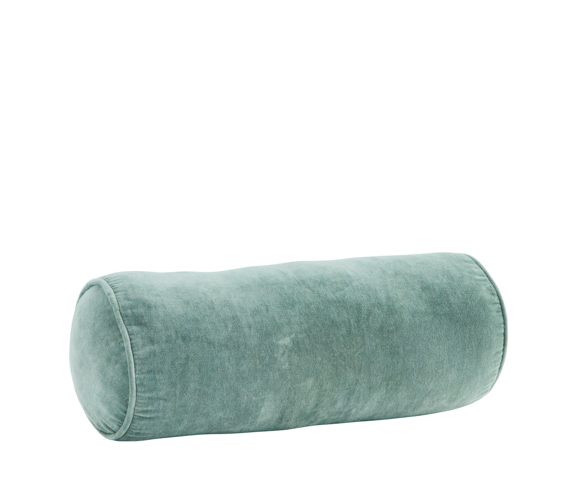 Madam Stoltz VELVET BOLSTER CUSHION – Aqua